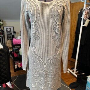 NWT Chelsea & Violet Wool Blend Long Sleeve Taupe/Black Dress - Size S (15" PTP)